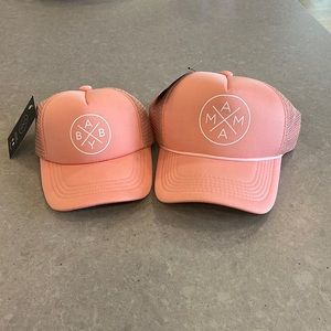 Tiny trucker co mama and baby hats. NWT light pink
